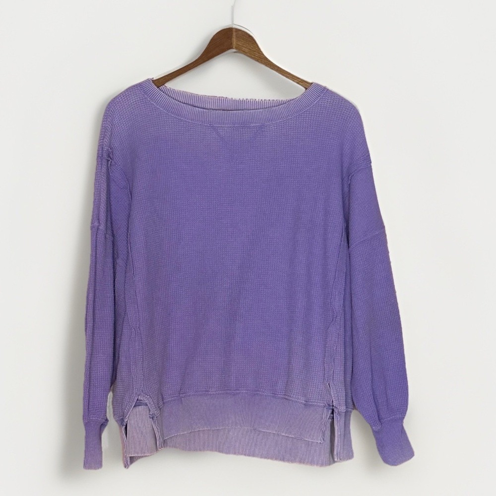 American Eagle Outfitters Soft Sexy Plush Women's Purple Waffle Knit Distressed